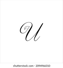 letter u logo vector leaf template line