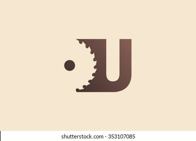 Letter U Logo, woodworking logo design. 