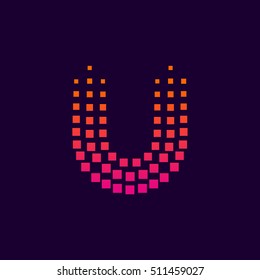 Letter U logo.Dots logo colorful,pixel shape logotype vector design