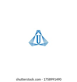 Letter U  logotype in blue color design concept illustration