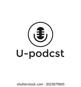 the letter u logotype in the form of a podcast