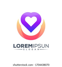 letter U love colorful logo design