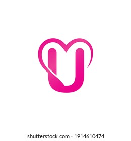 Letter U and Love Logo Template design vector