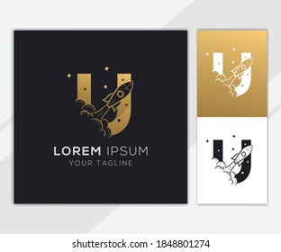 Letter U With Luxury Abstract Rocket Logo Template 