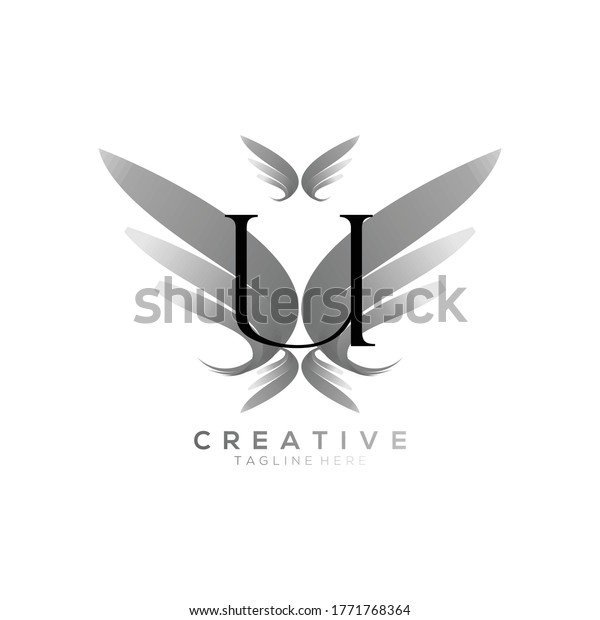 Letter U Luxury\
Black Thin Wing Logo\
Template
