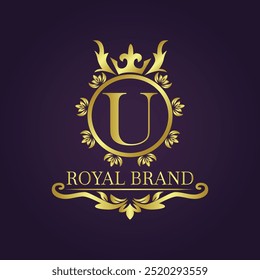 Letter U luxury gold logo concept