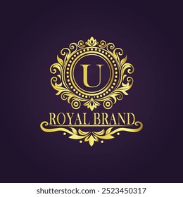 Letter U luxury gold logo concept