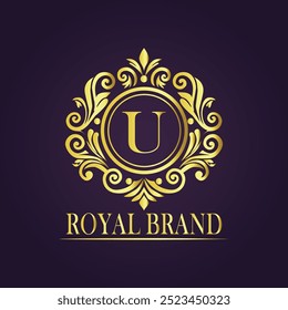Letter U luxury gold logo concept