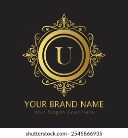 Letter U luxury gold logo concept
