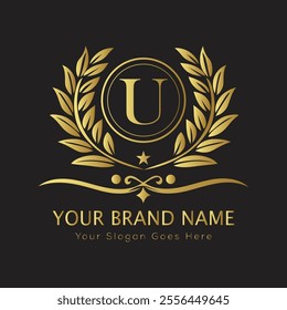 Letter U luxury gold logo concept
