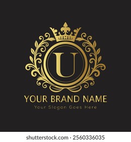 Letter U luxury gold logo concept
