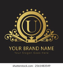 Letter U luxury gold logo concept
