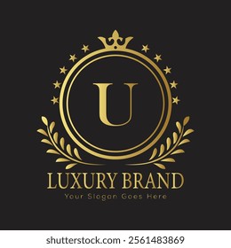 Letter U luxury gold logo concept
