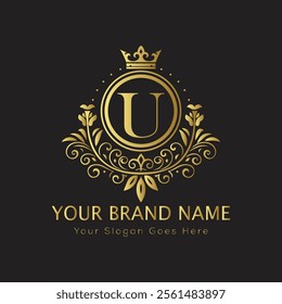 Letter U luxury gold logo concept
