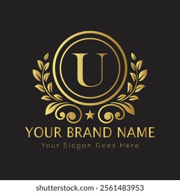 Letter U luxury gold logo concept
