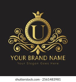 Letter U luxury gold logo concept
