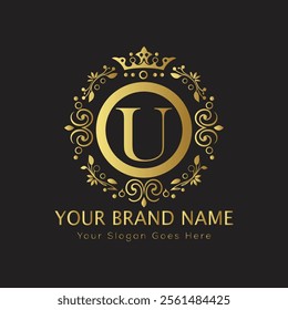 Letter U luxury gold logo concept
