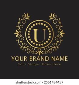 Letter U luxury gold logo concept
