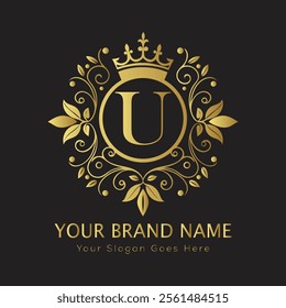 Letter U luxury gold logo concept
