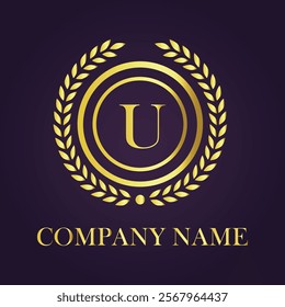 Letter U luxury gold logo concept