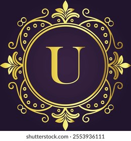 Letter U luxury and Royale brand logo concept design
