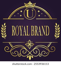 Letter U luxury and Royale brand logo concept design
