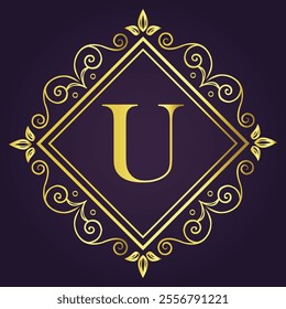 Letter U luxury and Royale brand logo concept design
