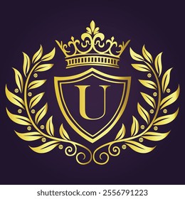 Letter U luxury and Royale brand logo concept design
