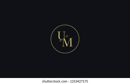 LETTER U AND M FLOWER LOGO WITH CIRCLE FRAME FOR LOGO DESIGN OR ILLUSTRATION USE