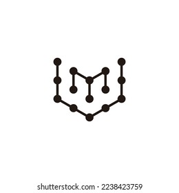 Buchstaben U und M Herz, Moleküle geometrisches Symbol einfache Logo, Vektorgrafik