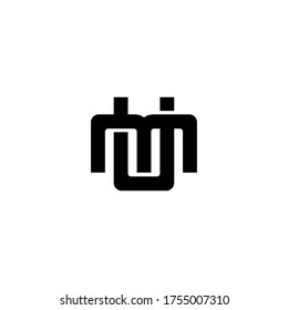 letter u and m  lowercase logo, um, mu line art style design