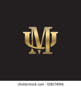 letter U and M monogram golden logo