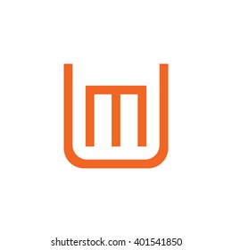 letter U and M monogram square shape logo orange