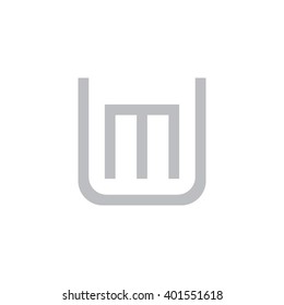 letter U and M monogram square shape logo gray