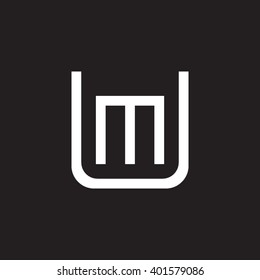 letter U and M monogram square shape logo white black background