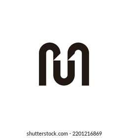 Letra U y M contornos símbolo geométrico simple vector logo