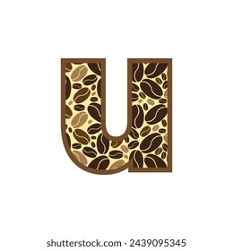 Letter u made of coffee beans vector set, Logo Font  Coffee Beans.