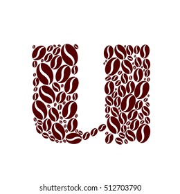 Letter  u  made of coffee beans vector set