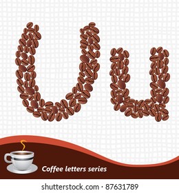 Letter U made of coffee beans vector set
