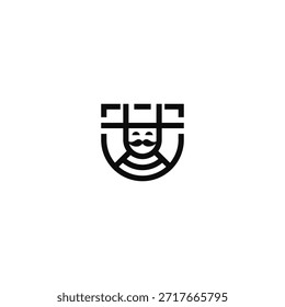 Carta U homem em uma ideia de logo de chapéu.