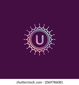 Letter U with Mandala Border 
