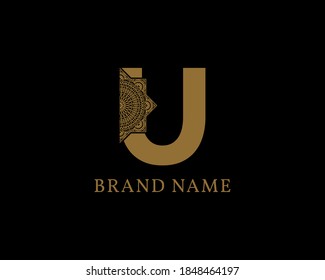 letter U mandala royal vintage decorative logotype for luxurious product of company or brand, beauty care, bridal, wedding organizer or spa