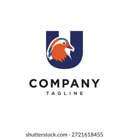 Letra U Vector de icono de logotipo de pato mandarín