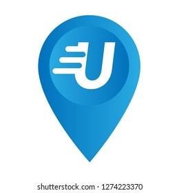 letter U and map pin. logo concept. Designed for your web site design, logo, app, UI