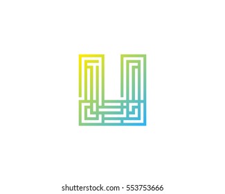 Letter U Maze Puzzle Logo Design Element