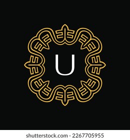 letter U medallion emblem initial circle badge logo