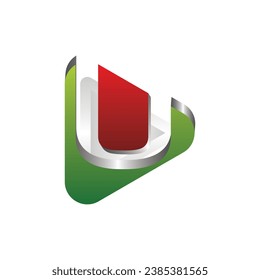letter U Media play logo design template, letter U logo design 3d style, suitable for your company