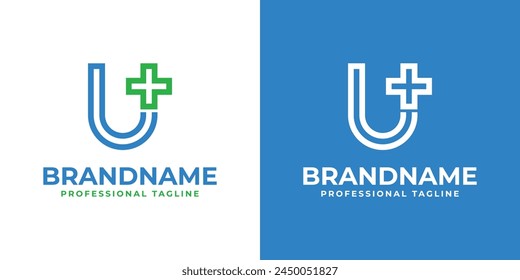 Buchstabe U Medical Cross Modernes Logo, geeignet für Unternehmen im Zusammenhang mit Medical Cross oder Apotheke mit U Initial