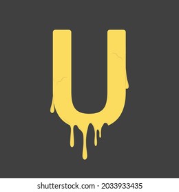 Letter U Melted Cheese Style logo or symbol template design