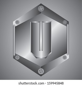 letter U in metal